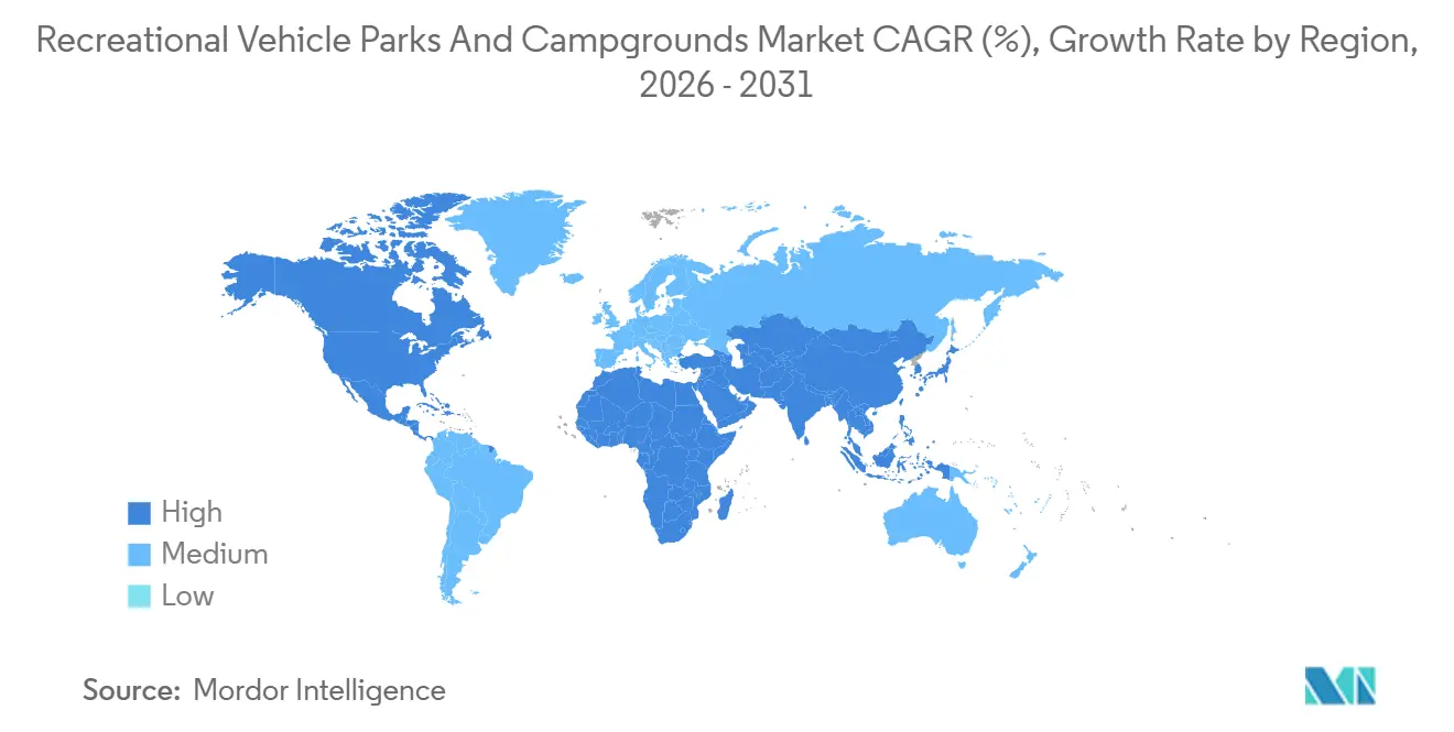 Tasa de Crecimiento del Mercado de Parques de Vehículos Recreativos y Campamentos por Región