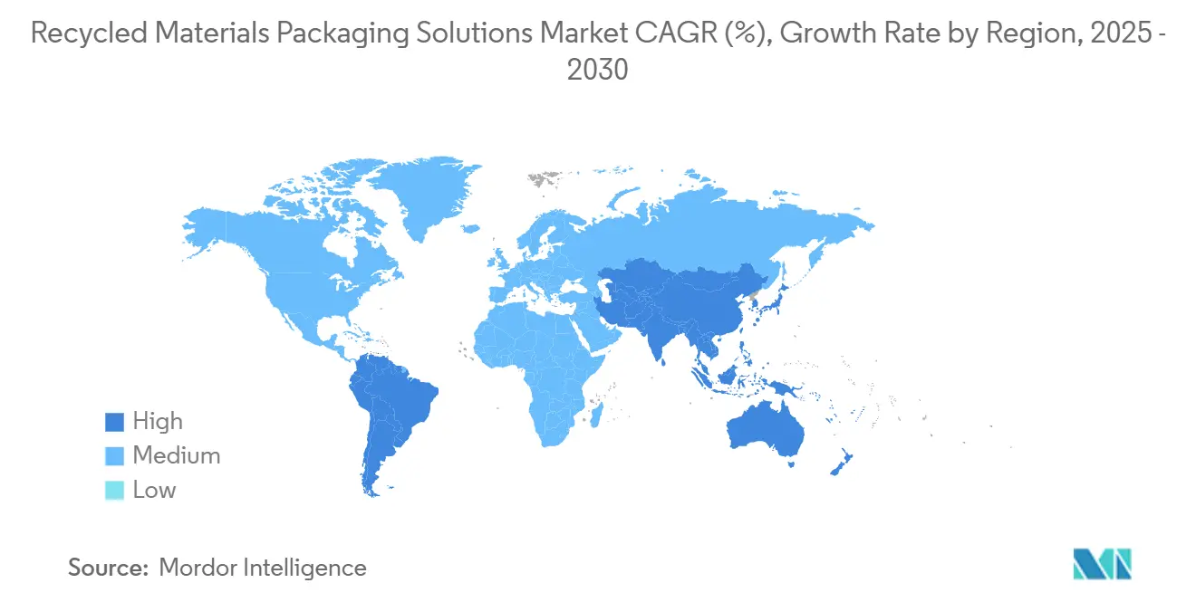 Recycled Materials Packaging Solutions Market CAGR (%), Growth Rate by Region