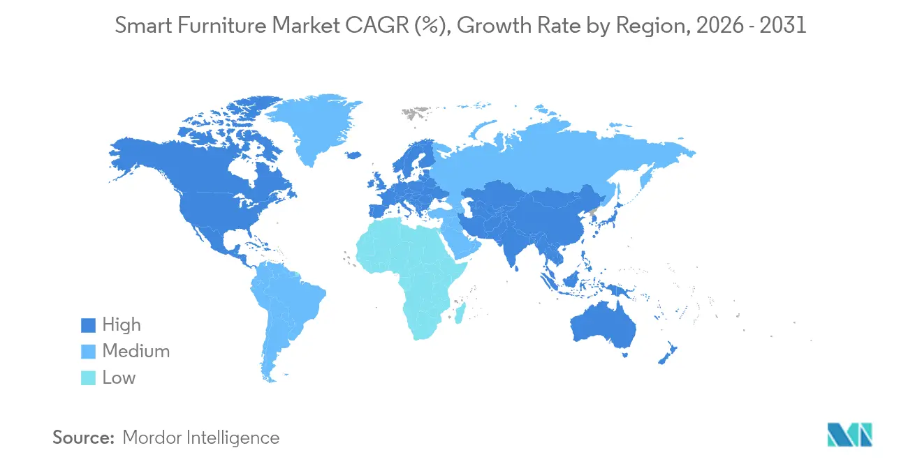 Smart Furniture Market CAGR (%), Growth Rate by Region