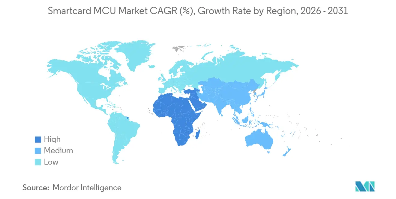 Smartcard MCU Market CAGR (%), Growth Rate by Region