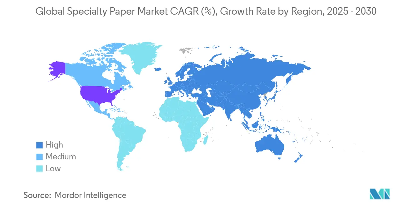 Mercato globale della carta speciale CAGR (%), tasso di crescita per regione