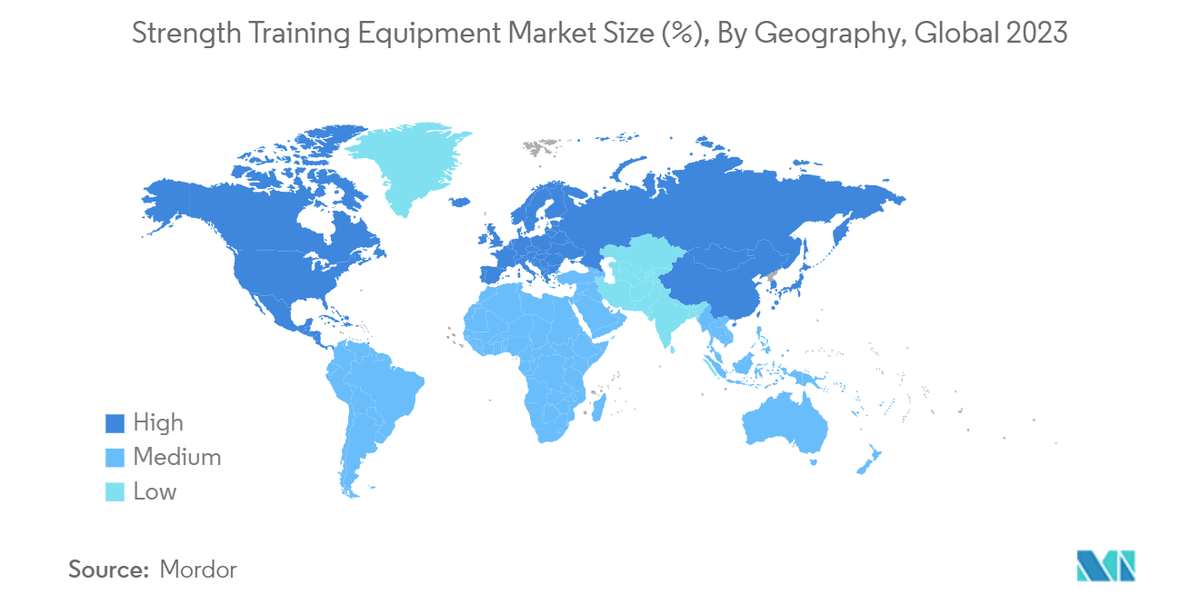 Strength Training Equipment Market Size (%), By Geography, Global 2023