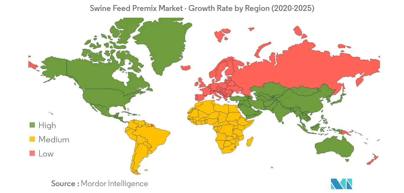 Taux de croissance du marché des prémélanges daliments pour porcs par région