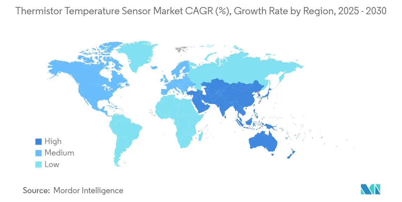 Thermistor Temperature Sensor Market CAGR (%), Growth Rate by Region