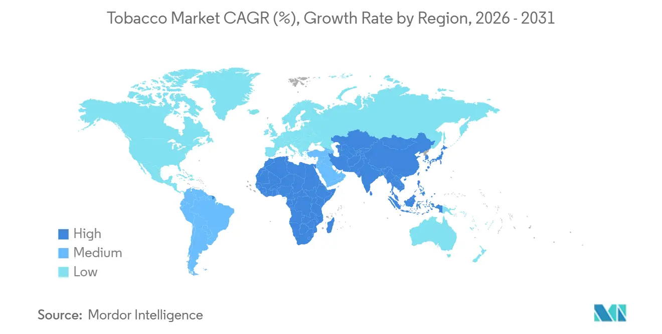 Tobacco Market CAGR (%), Growth Rate by Region