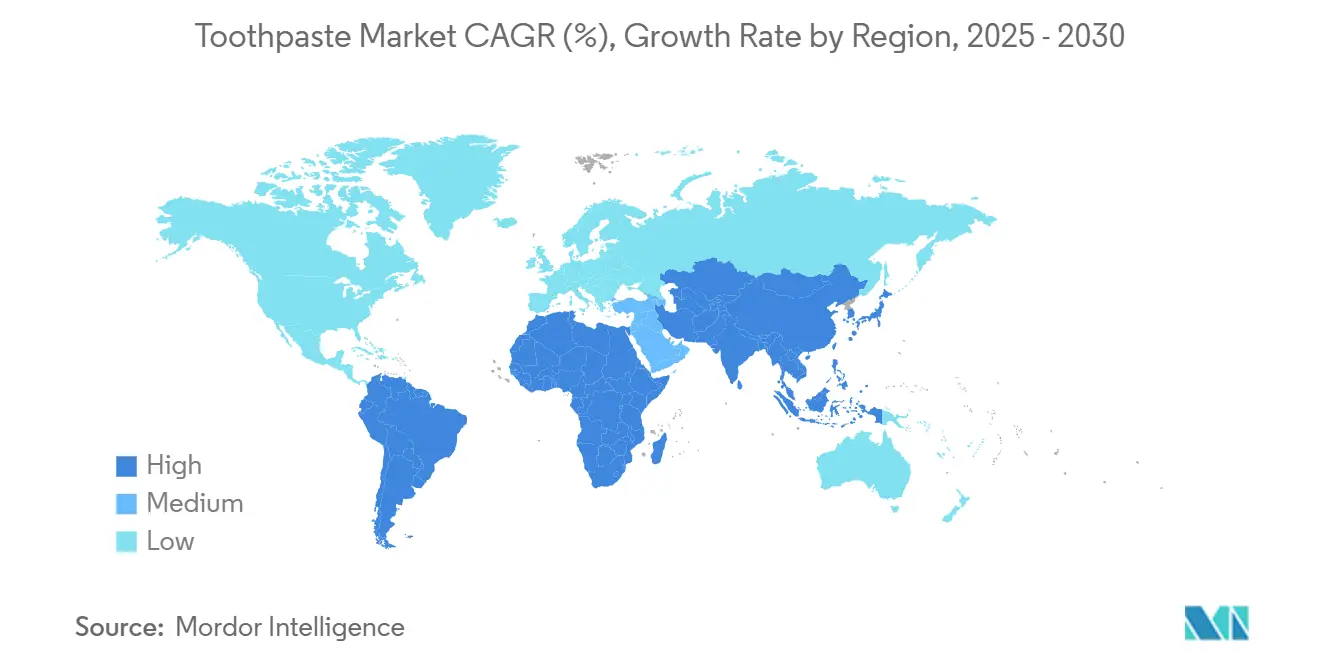Toothpaste Market, Market CAGR (In%), By Region, Global