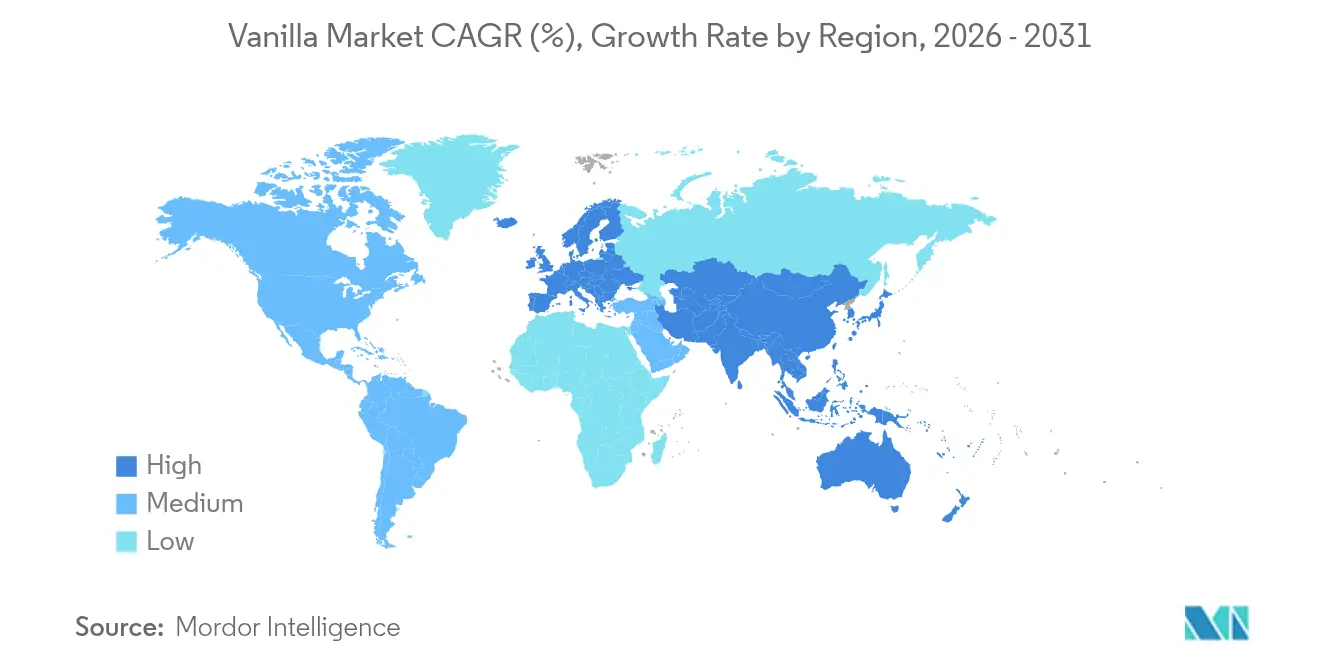 Tasa de Crecimiento del Mercado de Vainilla por Región