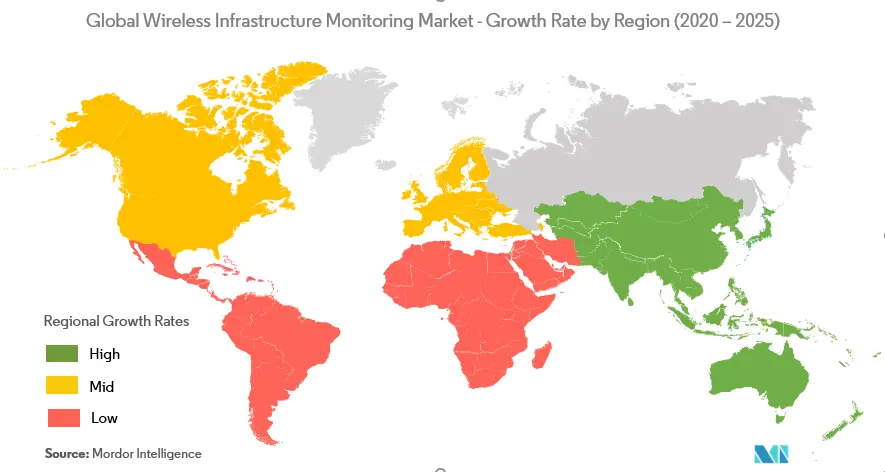 Tasa de crecimiento del mercado de monitoreo de infraestructura inalámbrica