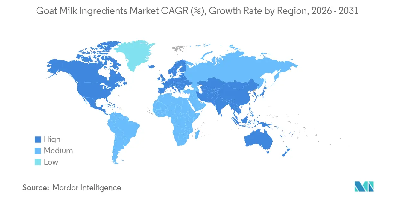 Tasa de Crecimiento del Mercado de Ingredientes de Leche de Cabra por Región