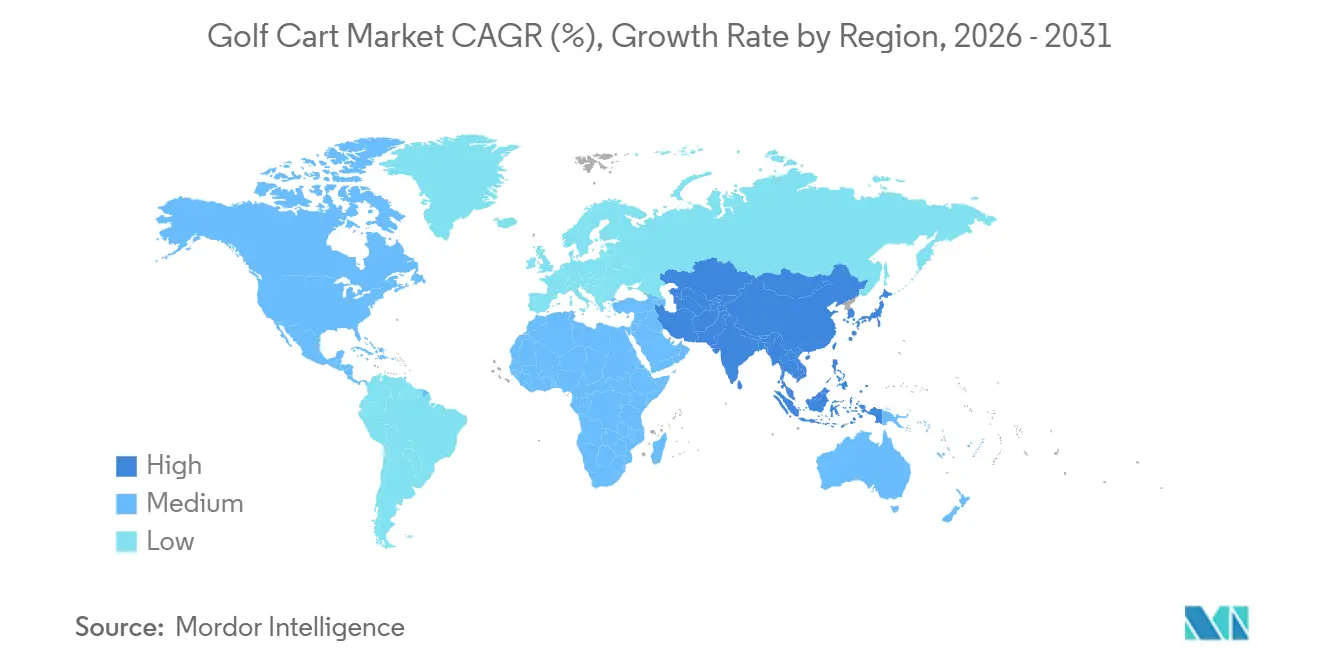 Golf Cart Market CAGR (%), Growth Rate by Region