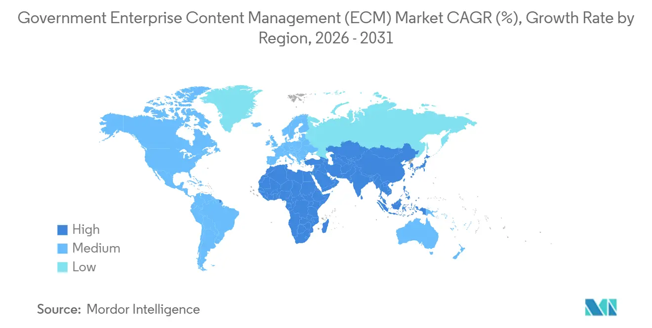 Taux de Croissance du Marché de la Gestion de Contenu d'Entreprise Gouvernementale (ECM) par Région