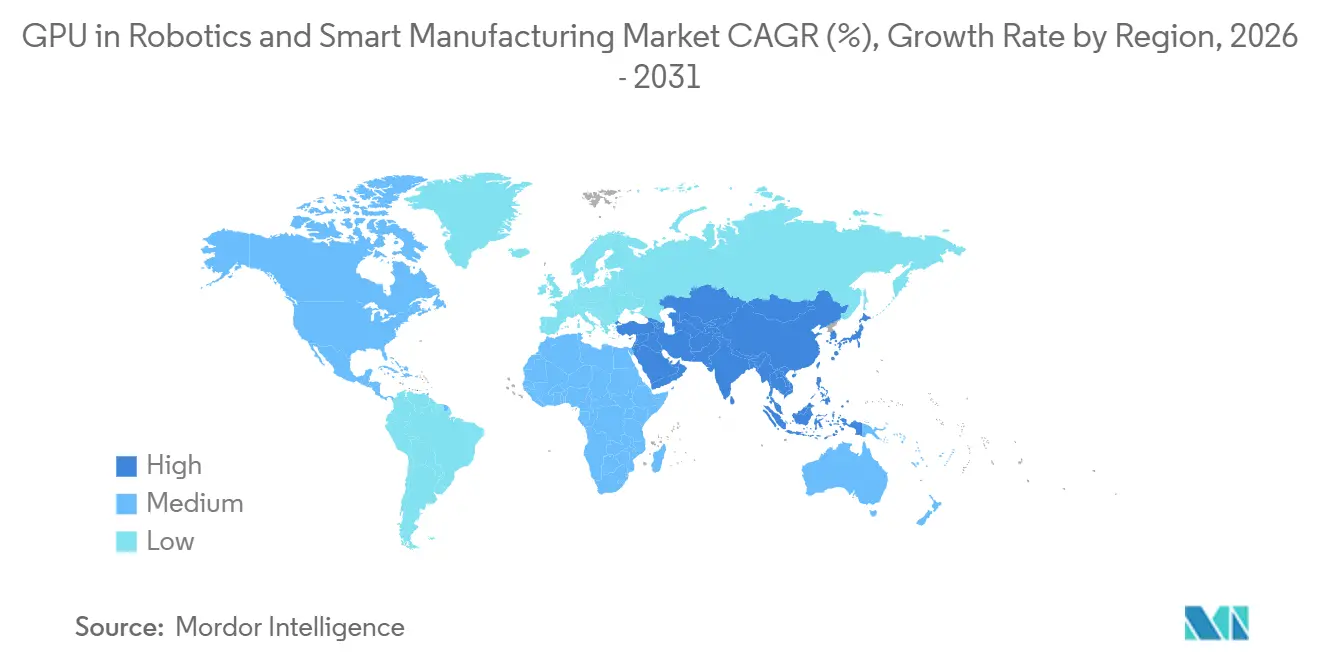 GPU in Robotics and Smart Manufacturing Market CAGR (%), Growth Rate by Region