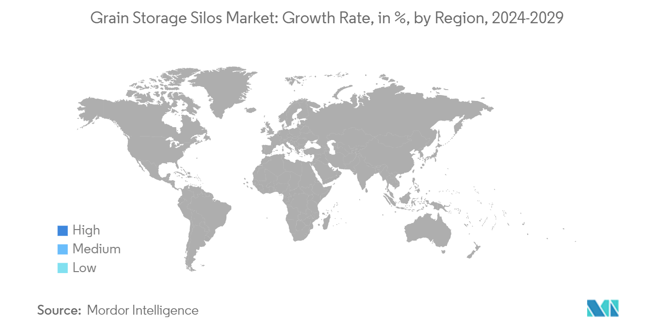 Grain Storage Silos Market: Growth Rate, in %, by Region, 2024-2029