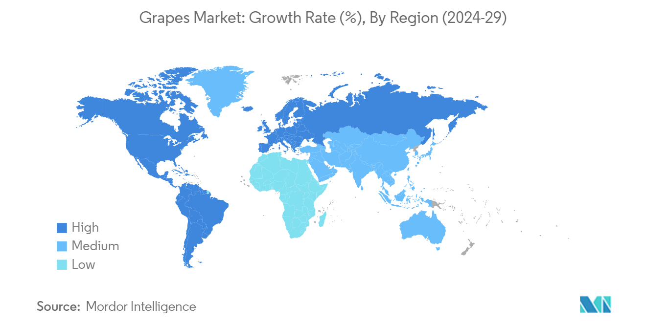 Grapes Market: Growth Rate (%), By Region (2024-29)