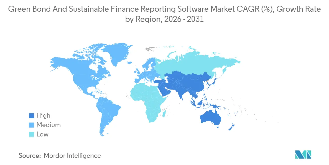 Marché des Logiciels de Reporting sur les Obligations Vertes et la Finance Durable : CAGR (%), Taux de Croissance par Région