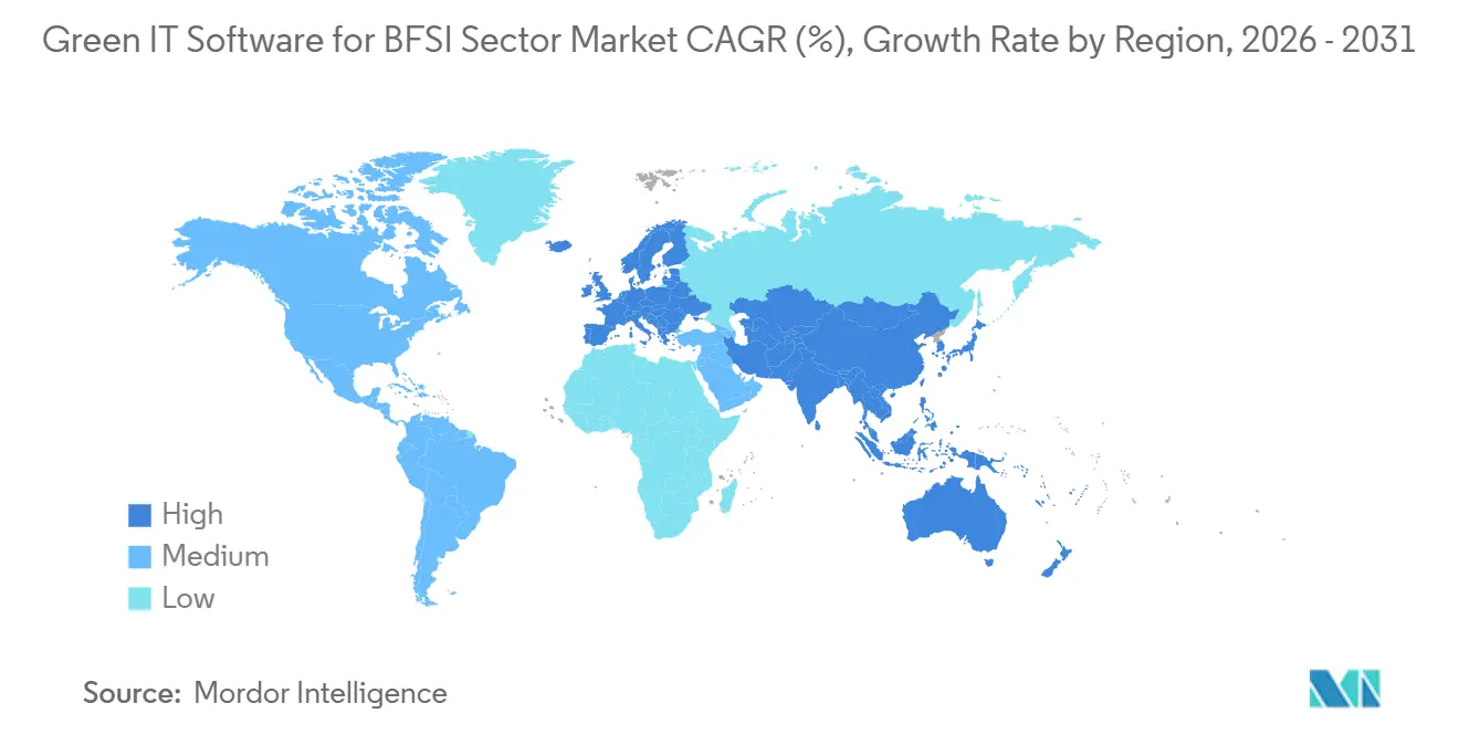 Green IT Software for BFSI Sector Market CAGR (%), Growth Rate by Region