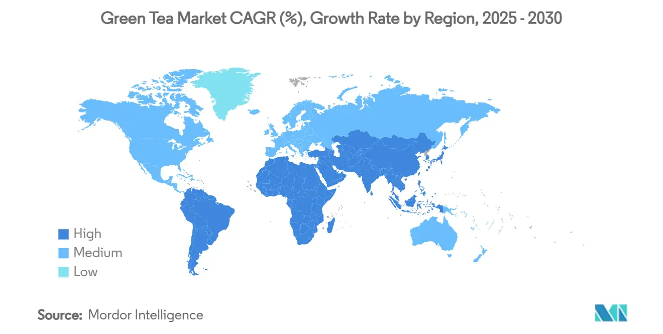 녹차 바카라 게임 CAGR(%), 지역별 성장률