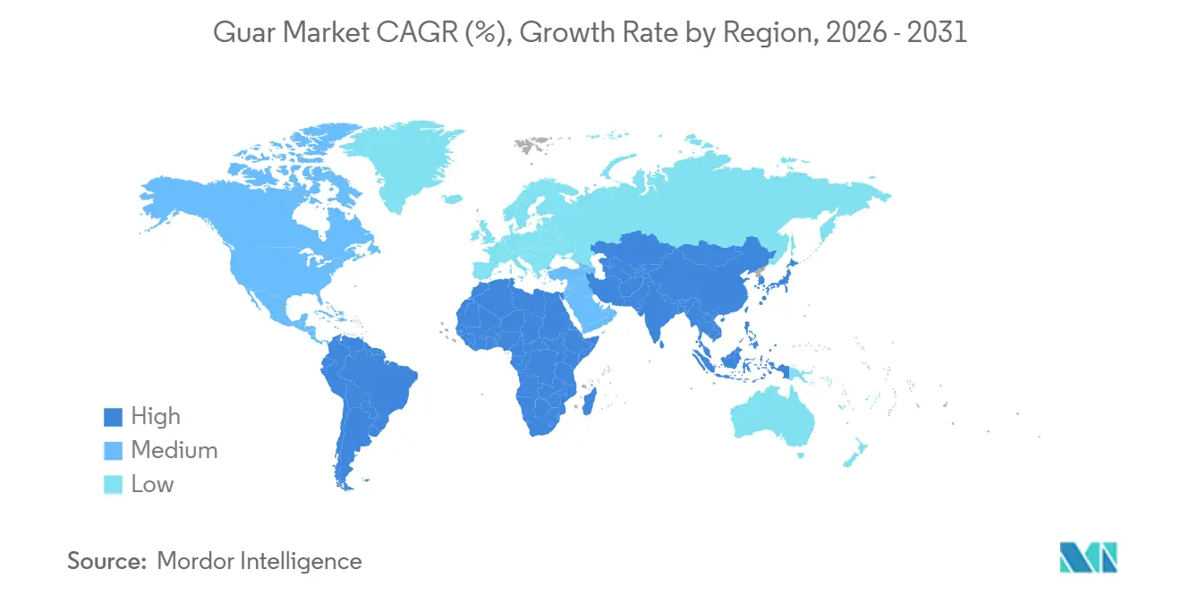 Tasa de Crecimiento del Mercado de Guar por Región