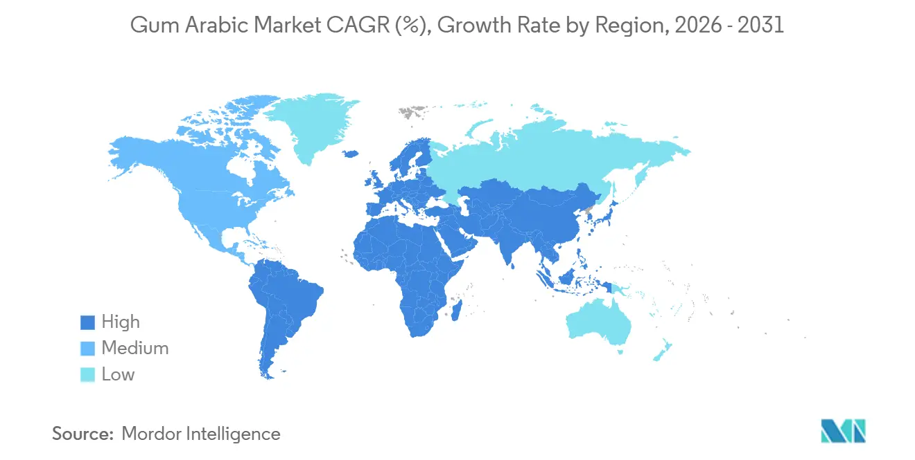 Gum Arabic Market CAGR (%), Growth Rate by Region