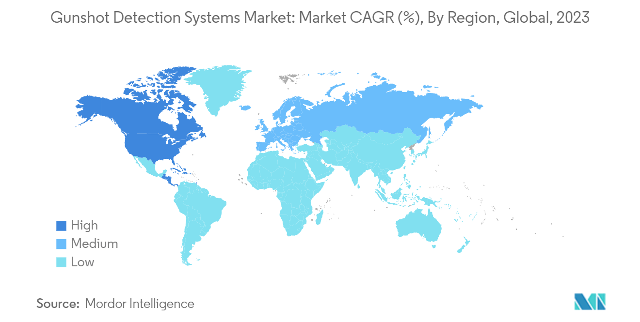 Gunshot Detection Systems Market: Market CAGR (%), By Region, Global, 2023