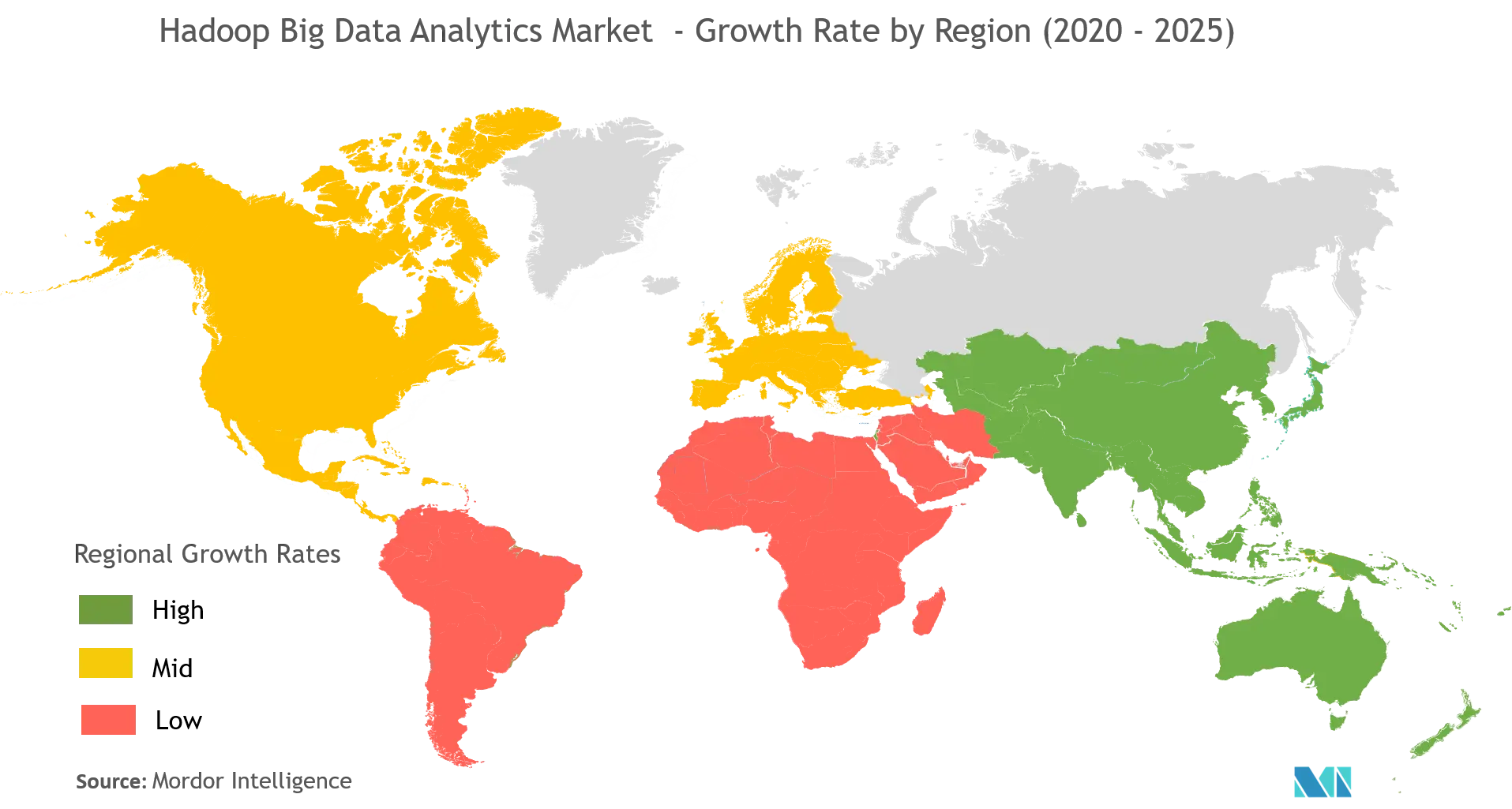 Hadoop Big Data Analytics Market - Growth Rate by Region (2020-2025)