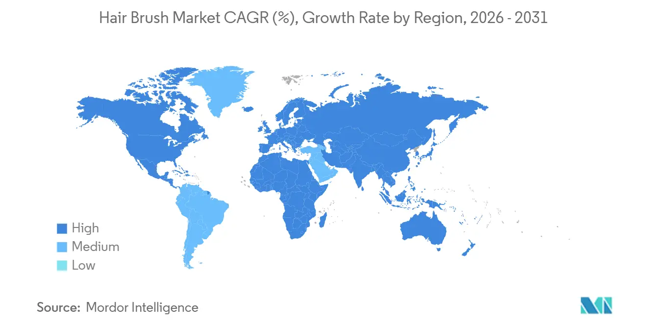 Hair Brush Market CAGR (%), Growth Rate by Region