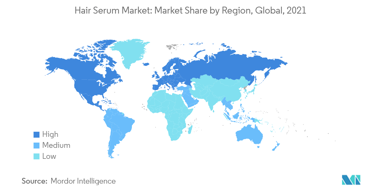 Hair Serum Market: Market Share by Region, Global, 2021