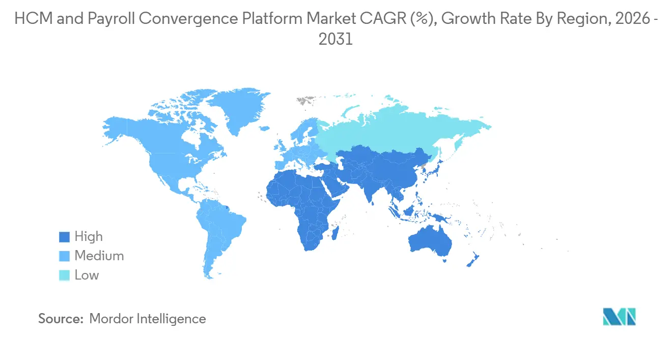 HCM and Payroll Convergence Platform Market CAGR (%), Growth Rate By Region
