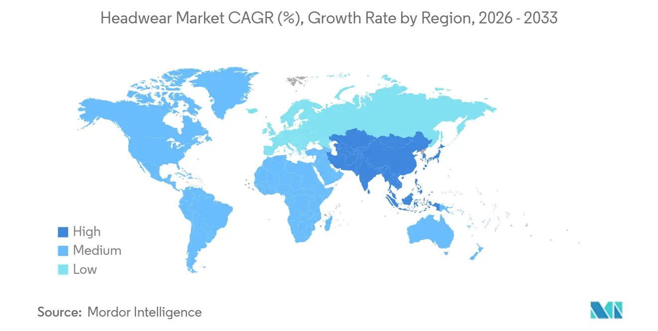 Headwear Market CAGR (%), Growth Rate by Region