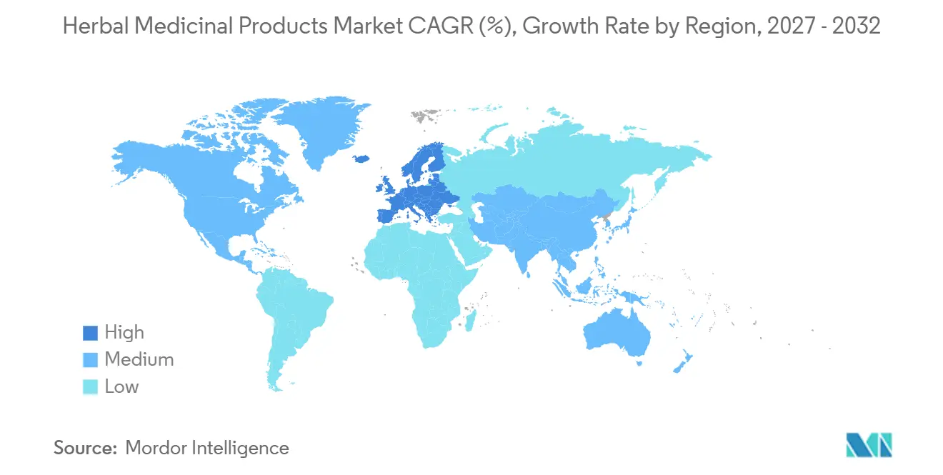 Tasa de Crecimiento del Mercado de Productos Medicinales a Base de Hierbas por Región