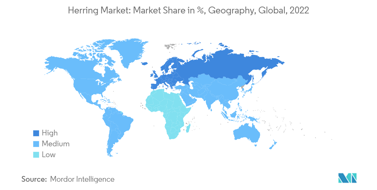 Thị trường cá trích Thị phần tính theo khu vực địa lý, toàn cầu, 2022
