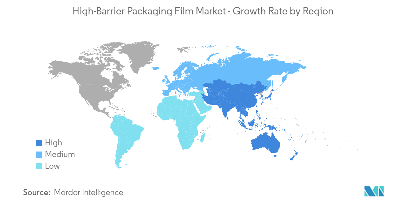 Mercado de películas de embalaje de alta barrera – Mercado de películas de embalaje de alta barrera – Tasa de crecimiento por región