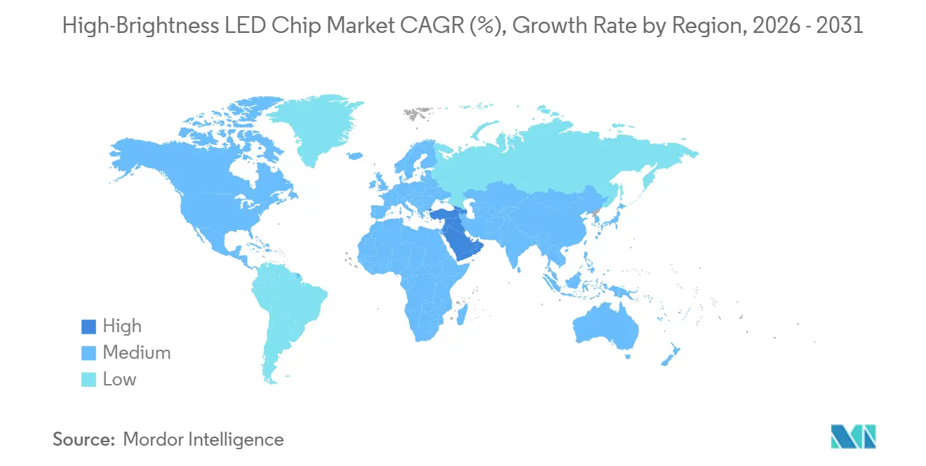 High-Brightness LED Chip Market CAGR (%), Growth Rate by Region