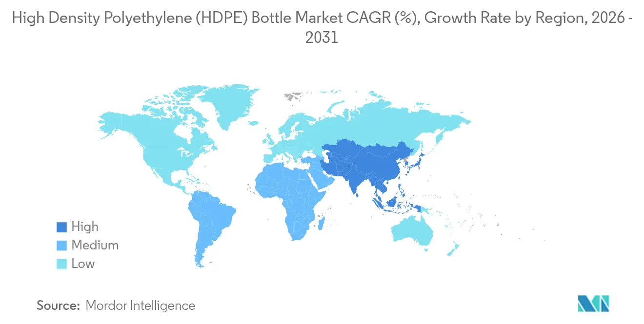 High Density Polyethylene (HDPE) Bottle Market CAGR (%), Growth Rate by Region