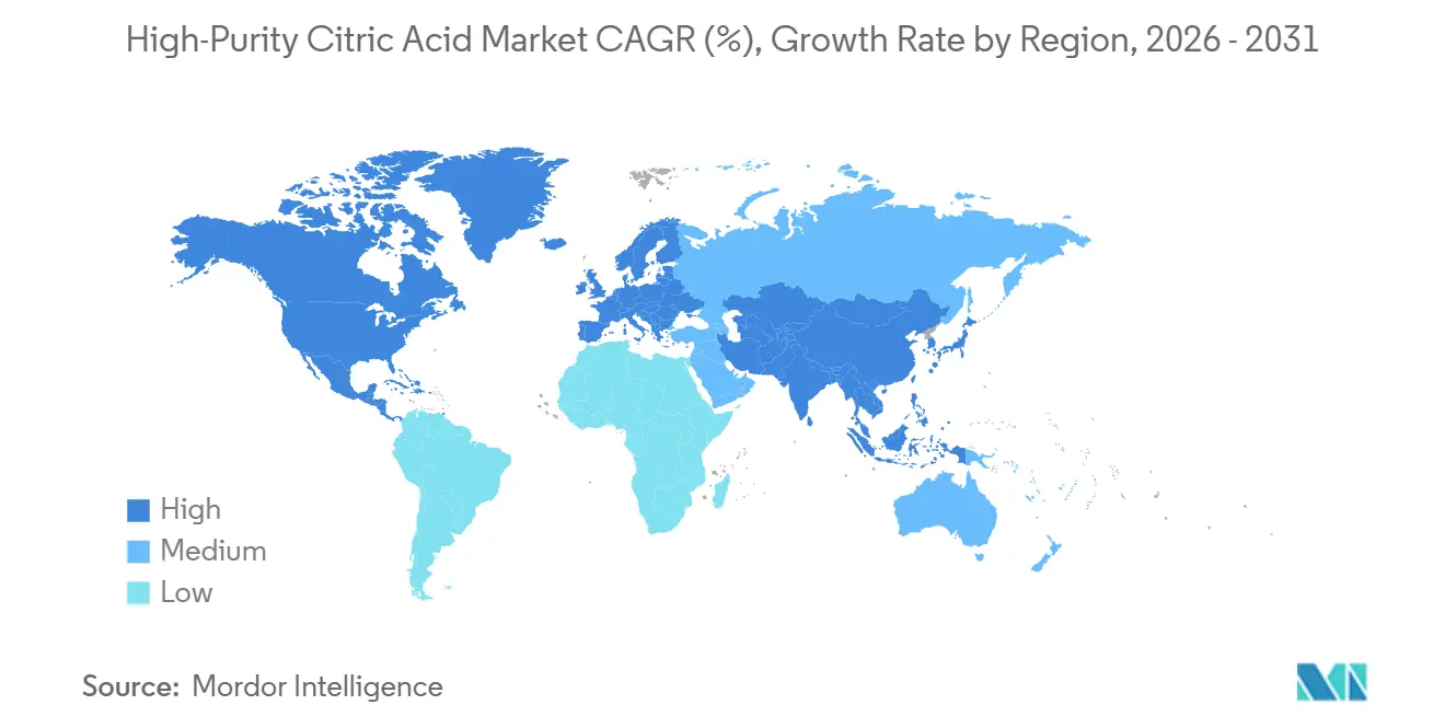 High-Purity Citric Acid Market CAGR (%), Growth Rate by Region