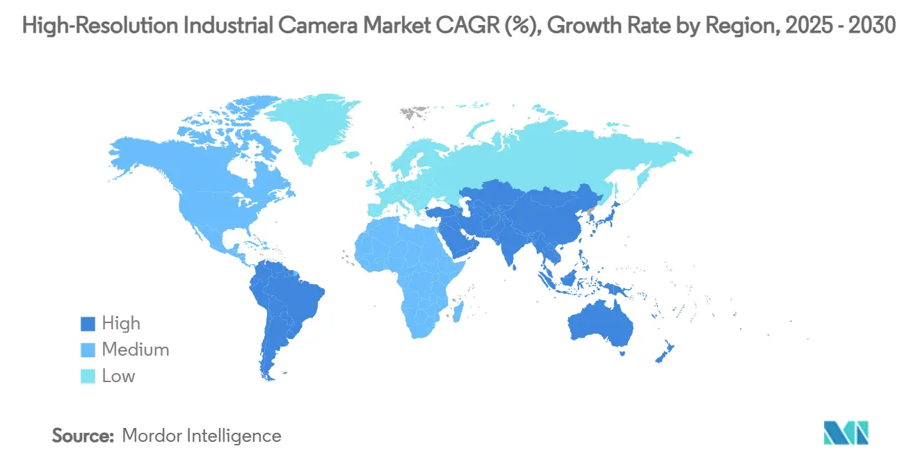 Mercado de cámaras industriales de alta resolución: CAGR (%), tasa de crecimiento por región