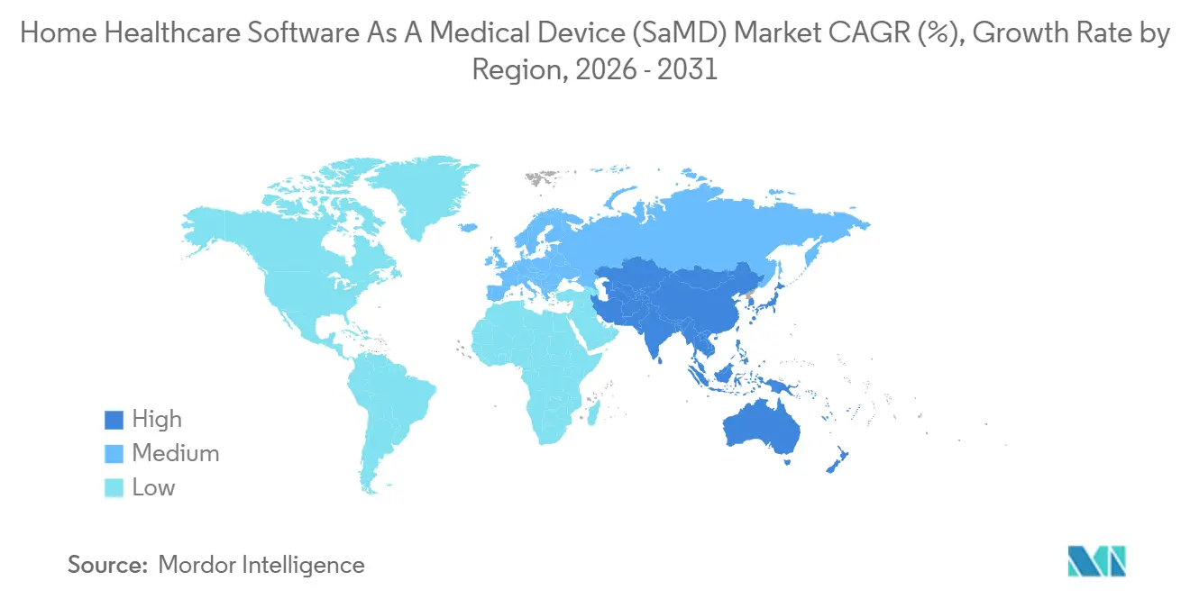 Wachstumsrate des Home Healthcare Software als Medizinprodukt (SaMD) Marktes nach Region