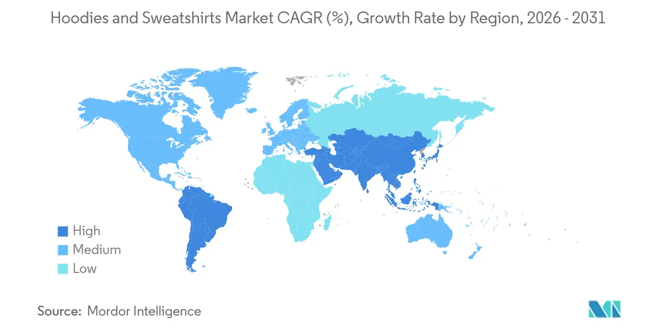 Hoodies and Sweatshirts Market CAGR (%), Growth Rate by Region