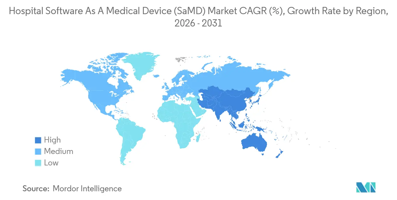 Wachstumsrate des Marktes für Krankenhaus-Software als Medizinprodukt (SaMD) nach Region