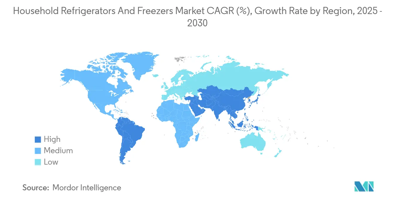 Household Refrigerators And Freezers Market CAGR (%), Growth Rate by Region