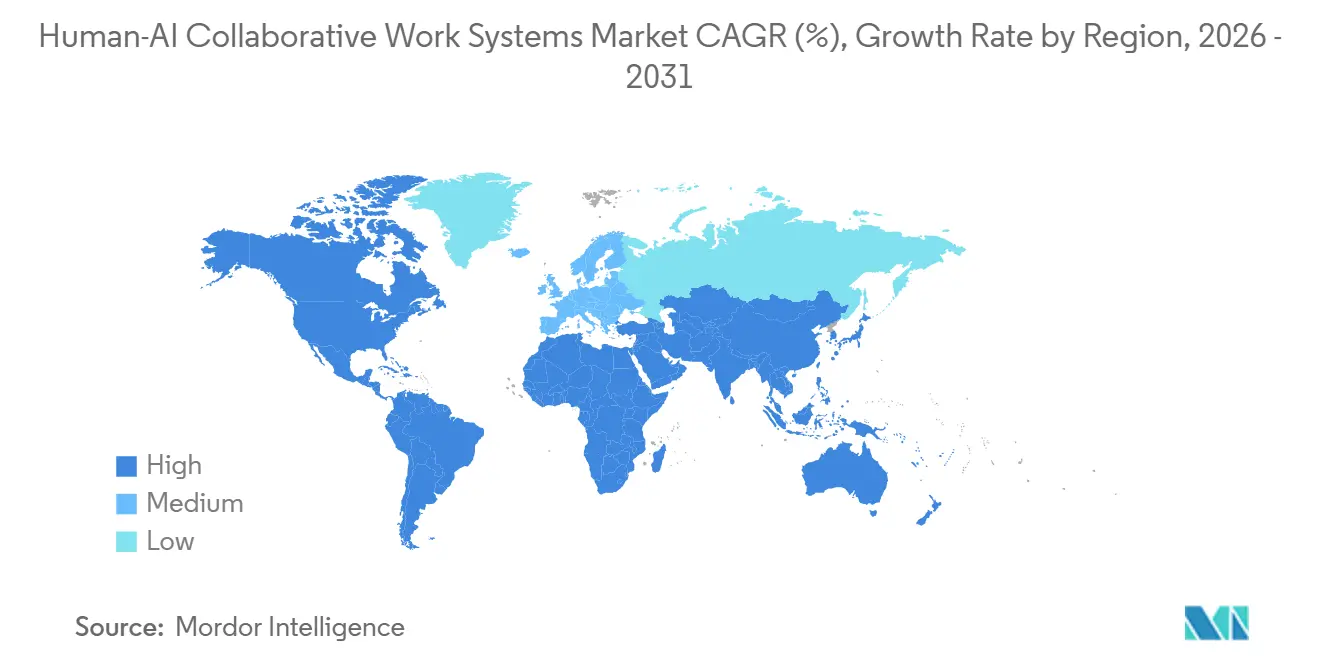 Human-AI Collaborative Work Systems Market CAGR (%), Growth Rate by Region