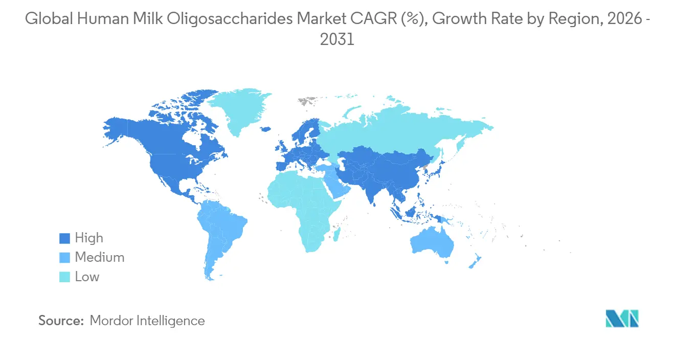 Global Human Milk Oligosaccharides Market CAGR (%), Growth Rate by Region