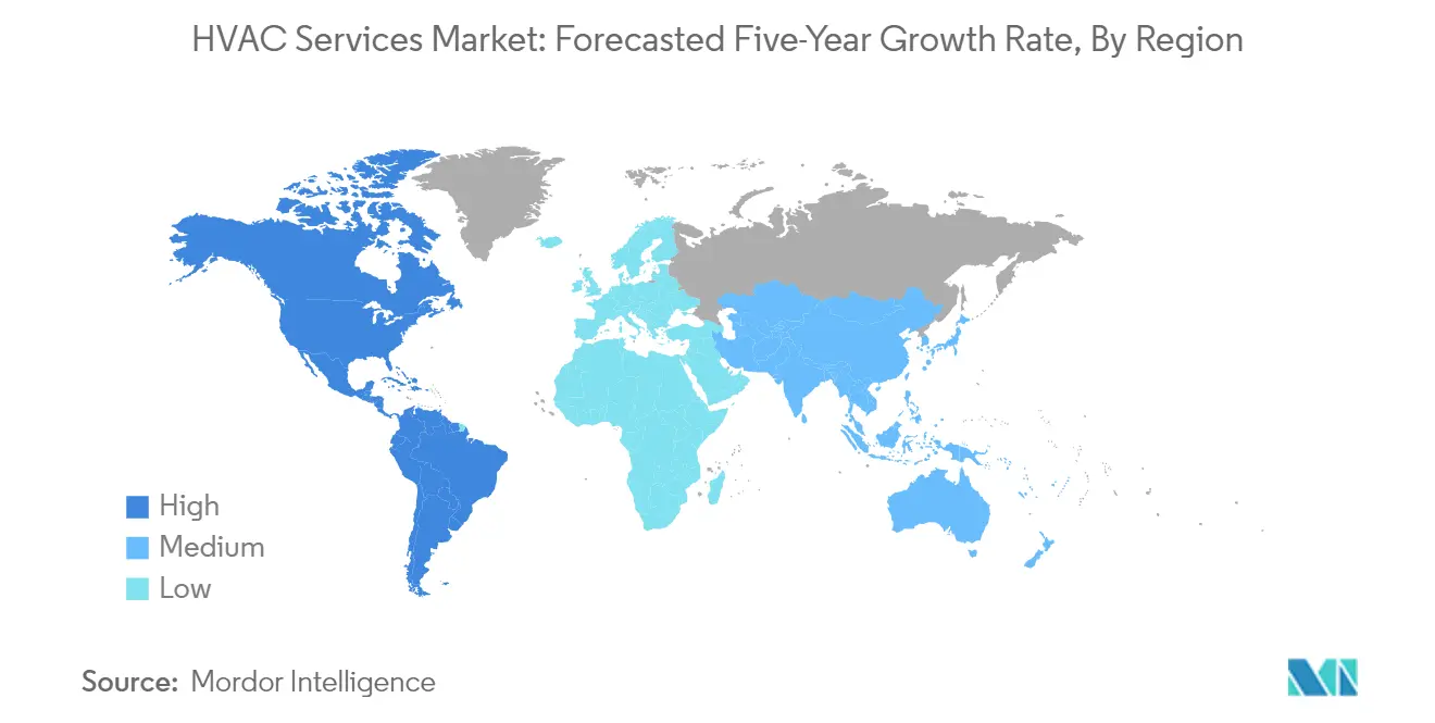 Market analysis of HVAC Services Market: Chart on forecasted growth rate by region