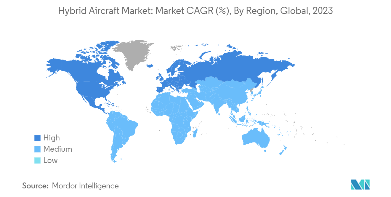 : 하이브리드 항공기 시장: 시장 CAGR(%), 지역별, 글로벌, 2023