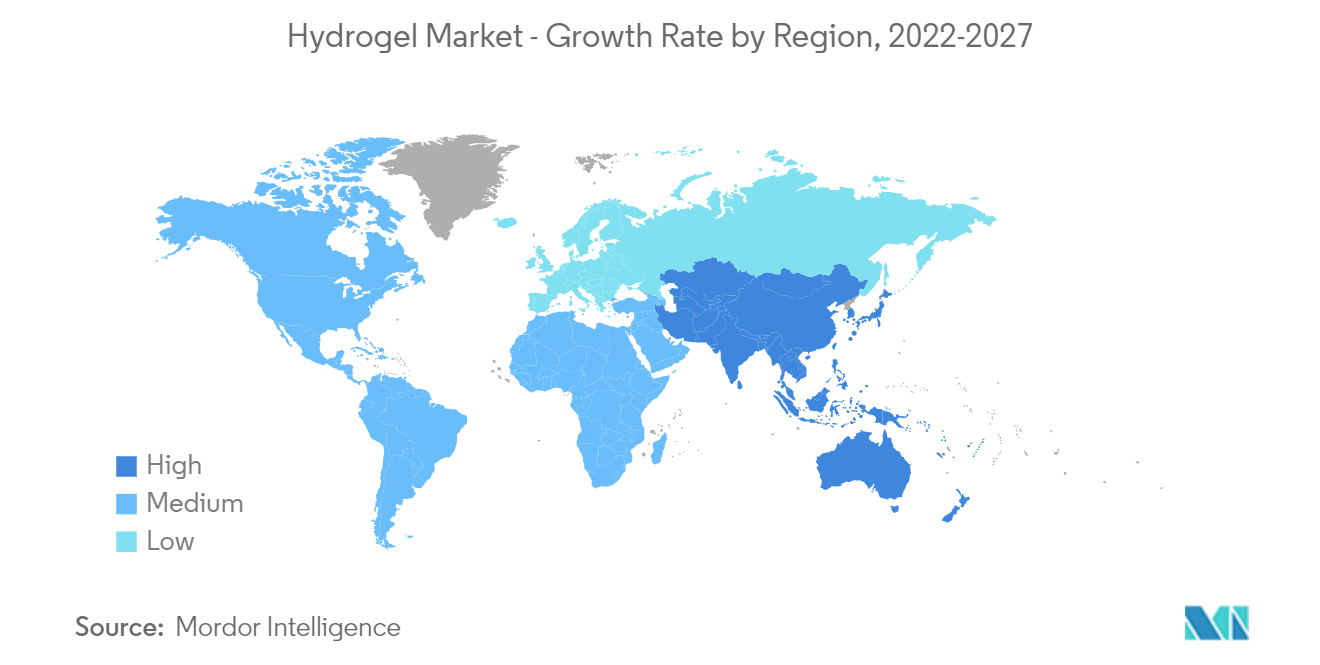 Hydrogel Market - Growth Rate by Region, 2022-2027