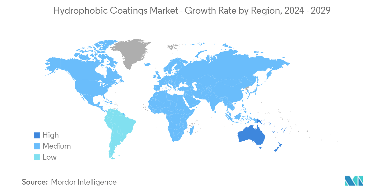 Hydrophobic Coatings Market - Growth Rate by Region, 2024 - 2029