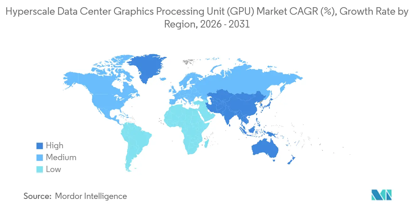 Hyperscale Data Center Graphics Processing Unit (GPU) Market CAGR (%), Growth Rate by Region
