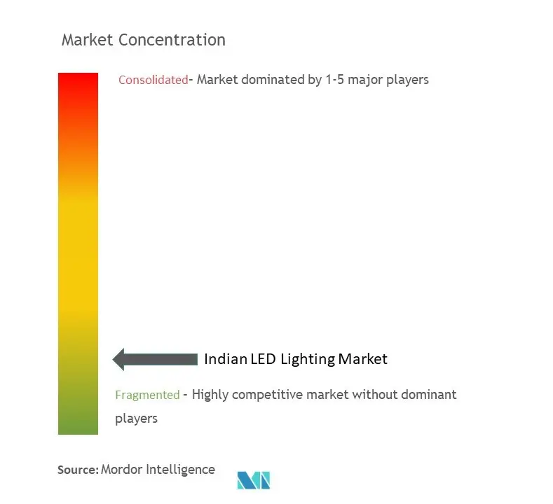 Concentración del mercado de iluminación LED de la India