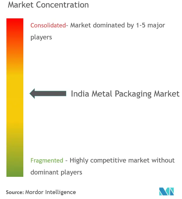 インド金属包装市場の集中度