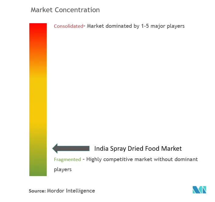 تركيز سوق الأغذية المجففة بالرش في الهند